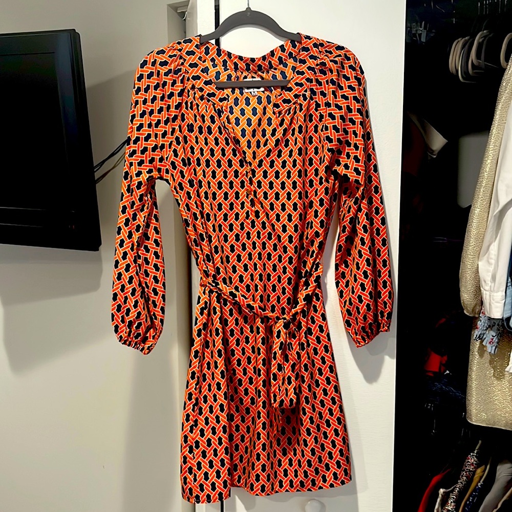 Preppy Orange and Navy Dress (Mudpie)